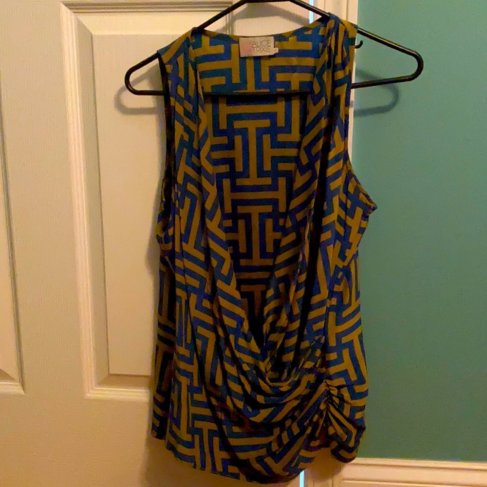 Gold and Navy crisscross plunge top